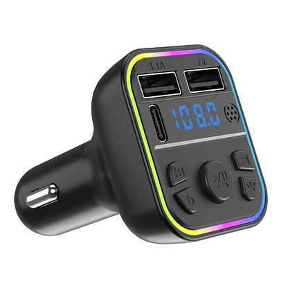 Car FM Transmitter Adapter Type-C Dual USB Fast Charger Handsfree 12V-24V