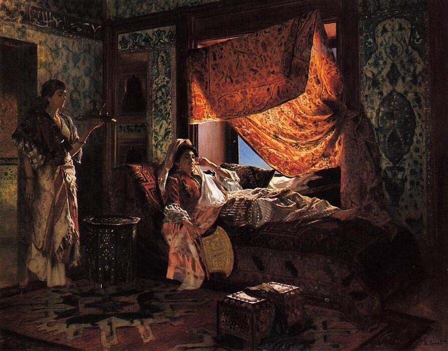 Oil painting Rudolph-Ernst-A-Moorish-Interior woman art portrait building church
