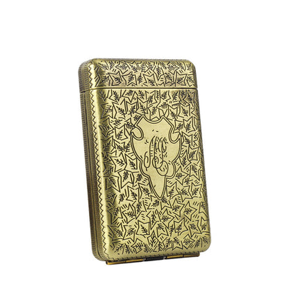 Bronze Retro Hand Carved Metal 3-Open Cigarette Box Which Can Hold 14 Cigarettes