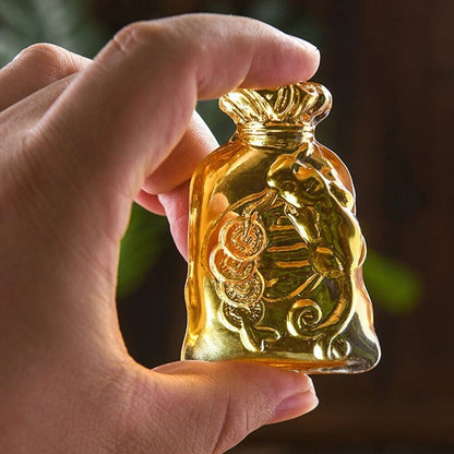 Citrine Money Bag Figurines Glass Crystal Crafts Lucky Feng Shui Ornaments 5x7cm