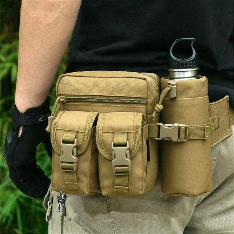 Military Utility Tactical Waist Bag Camping Hiking Climb Belt Bag Bottle Pouch