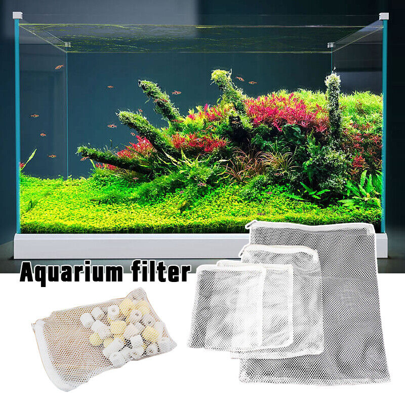 5X Aquarium Filter Material Net Bags Filter Bag Protective Net Cover With Zipper