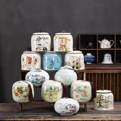 Chinese Canister Porcelain Jug With Lid Sealed For Loose Tea Small Size Ceramic