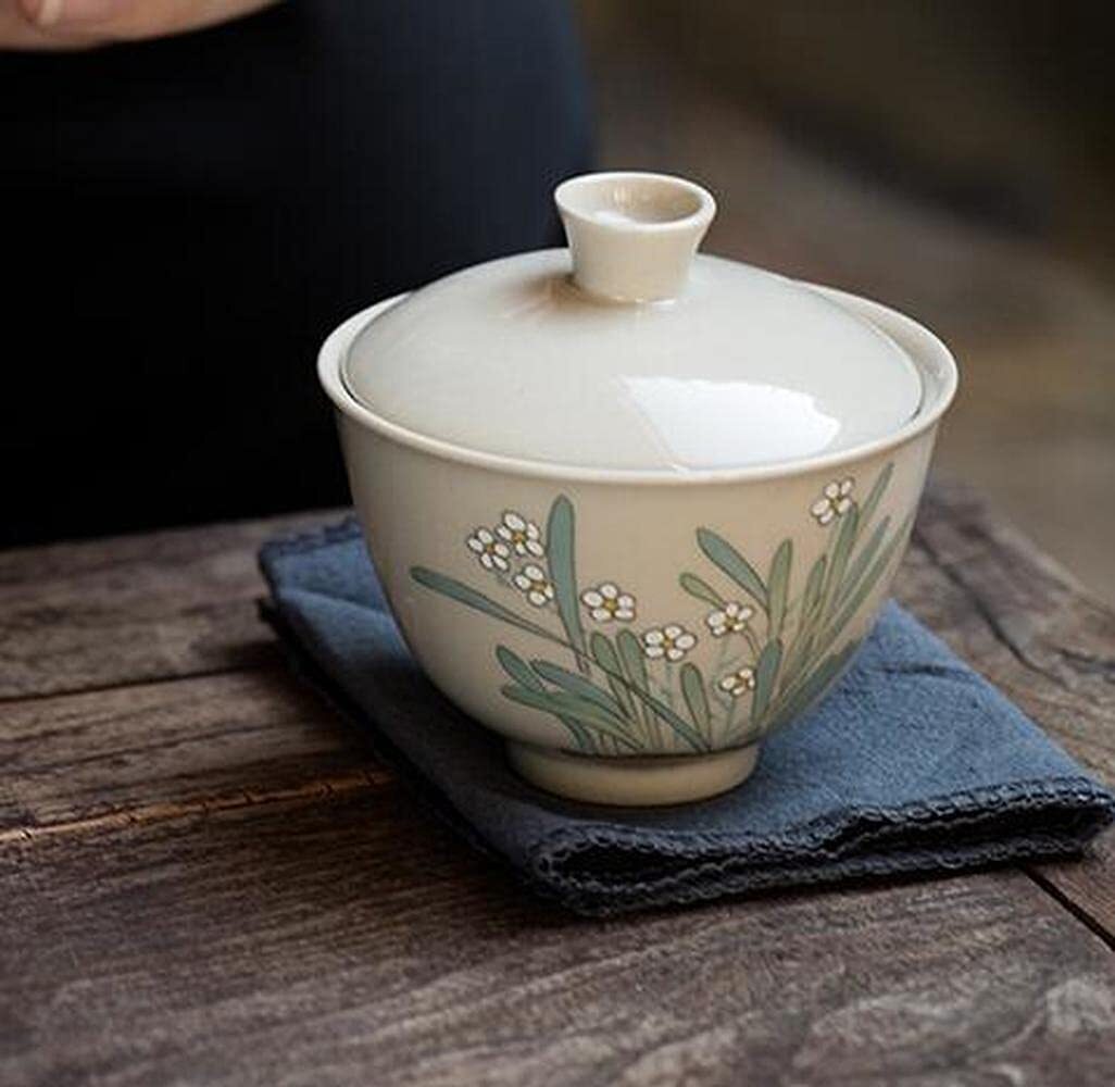 85ml Kung Fu Gaiwan Ceramic Hand Painted Flower Pattern Tureen Tea Cup Bowl Tea