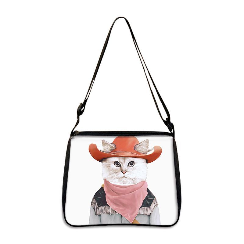 Funny Cat Cosplay Messenger Bag Handbag Canvas Underarm Shoulder Bags Crossbody