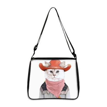 Funny Cat Cosplay Messenger Bag Handbag Canvas Underarm Shoulder Bags Crossbody