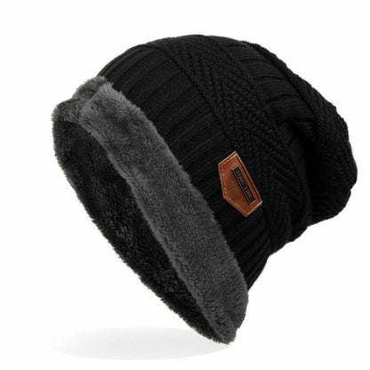 knitted black hats Thick warm and Bonnet Beanie Soft Knitted Cotton Acrylic Blue