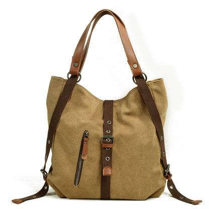 Vintage Convertible Canvas Tab-Over Tote Shoulder Purse Backpack Day bag Bucket