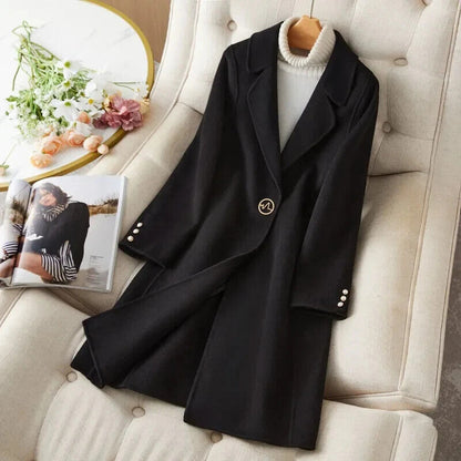 Wool Coat Women Jacket Camel Overcoat Casual Blend Black Outerwear Female