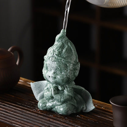 Black Myth-wukong Monkey King China Artware Sunwukong Statue With Stick Tea Pet