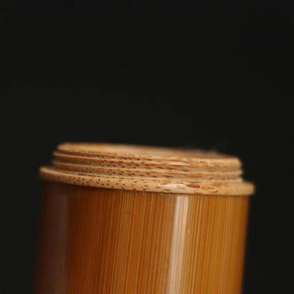 Old Jade Bamboo Tea Caddy 38x50mm Suzhou Handcrafted Incense Powder Jar