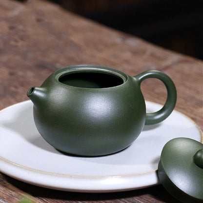 210ml 4.8" Raw Ore Green Mud Xishi Tea Pot Authentic Yixing Purple Clay Teapot