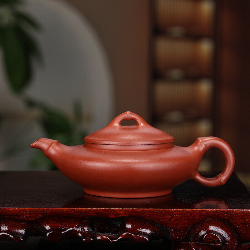 5.5"China Yixing Zisha Pottery Clovershrub Clay Handmade 180cc Bamboo DuanTeapot
