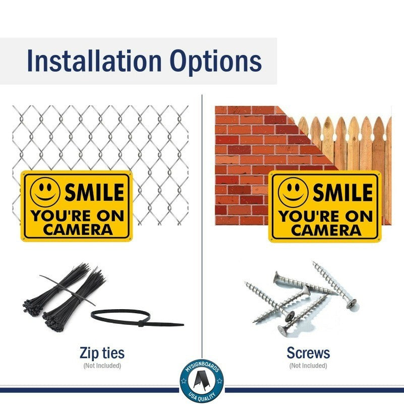 NEW SMILE YOU'RE ON CAMERA SECURITY WATERPROOF BUSINESS YELLOW SIGN VIDEO CCTV