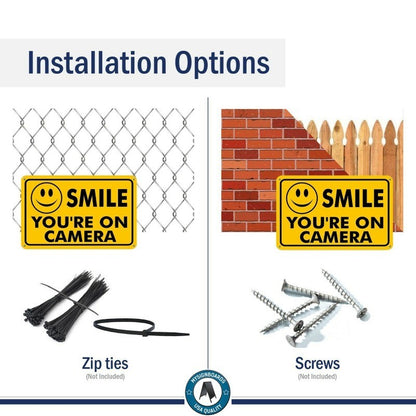 NEW SMILE YOU'RE ON CAMERA SECURITY WATERPROOF BUSINESS YELLOW SIGN VIDEO CCTV