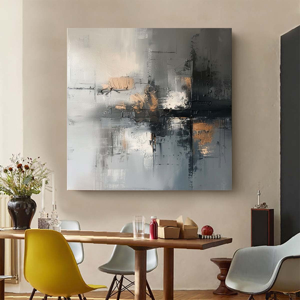 grey Hand Painted Abstract Painting Texture Acrylic Modern Art Oil Painting