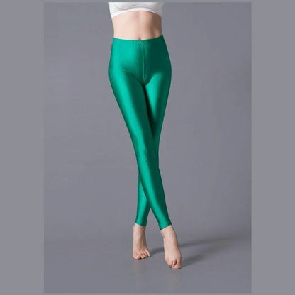 Women Leggings Solid Fluorescent Shiny Pant Spandex Shinny Elasticity Trousers