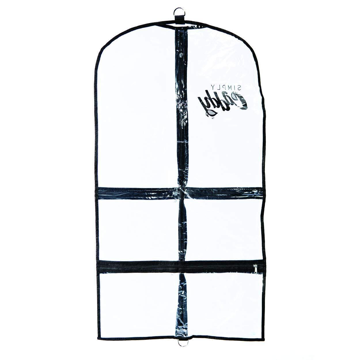 Simply Caddy Costume Garment Bag with Pockets, Black Trim Clear