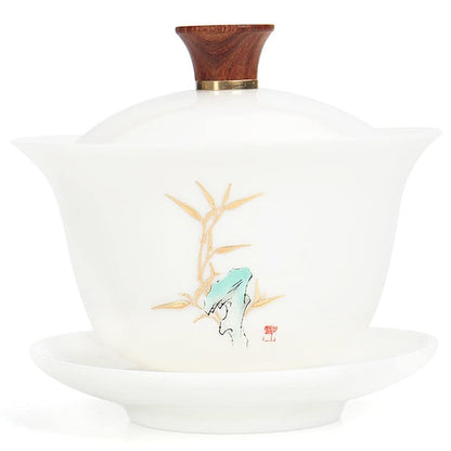 200ml Ceramic Gaiwan Household Bowl Tea Cup Tea Set Tea Cup Bowl Tea Decor