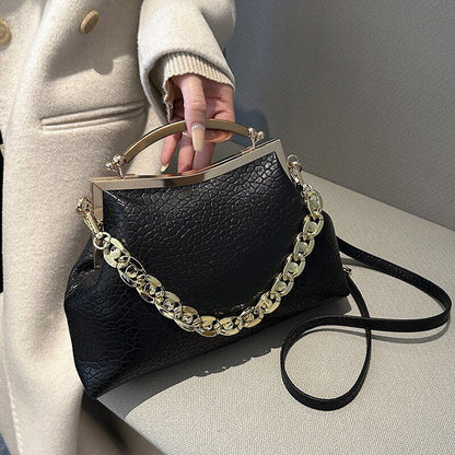 Handbag Mental Handle Pleated Shell Bag Clutch Purses Crossbody Bags 28*20*7 CM
