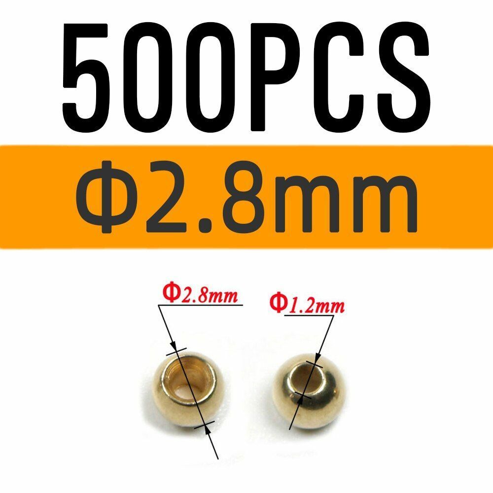 Brass Beads Head 100/500/1000 PCS Fly Tying Nymph Streamer Bugs Hook 2.4mm 2.8mm
