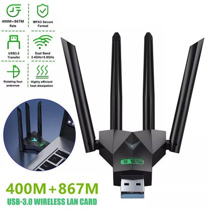 2.4G 5G USB 3.0 Wireless WIFI Adapter Long Range Dongle Dual Band Network Lot