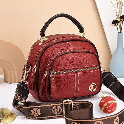 Multifunctional Compartments Adjustable Wide Shoulder Strap PU Crossbody Bag