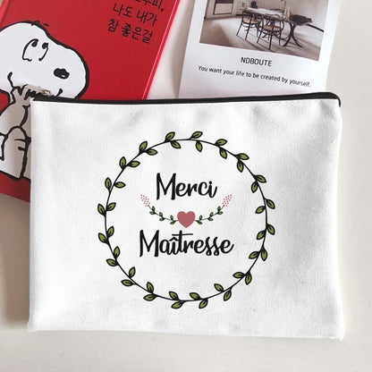 Canvas Makeup Bag White Cosmetic Beauty Organizer Toiletry Storage Pouch Purse