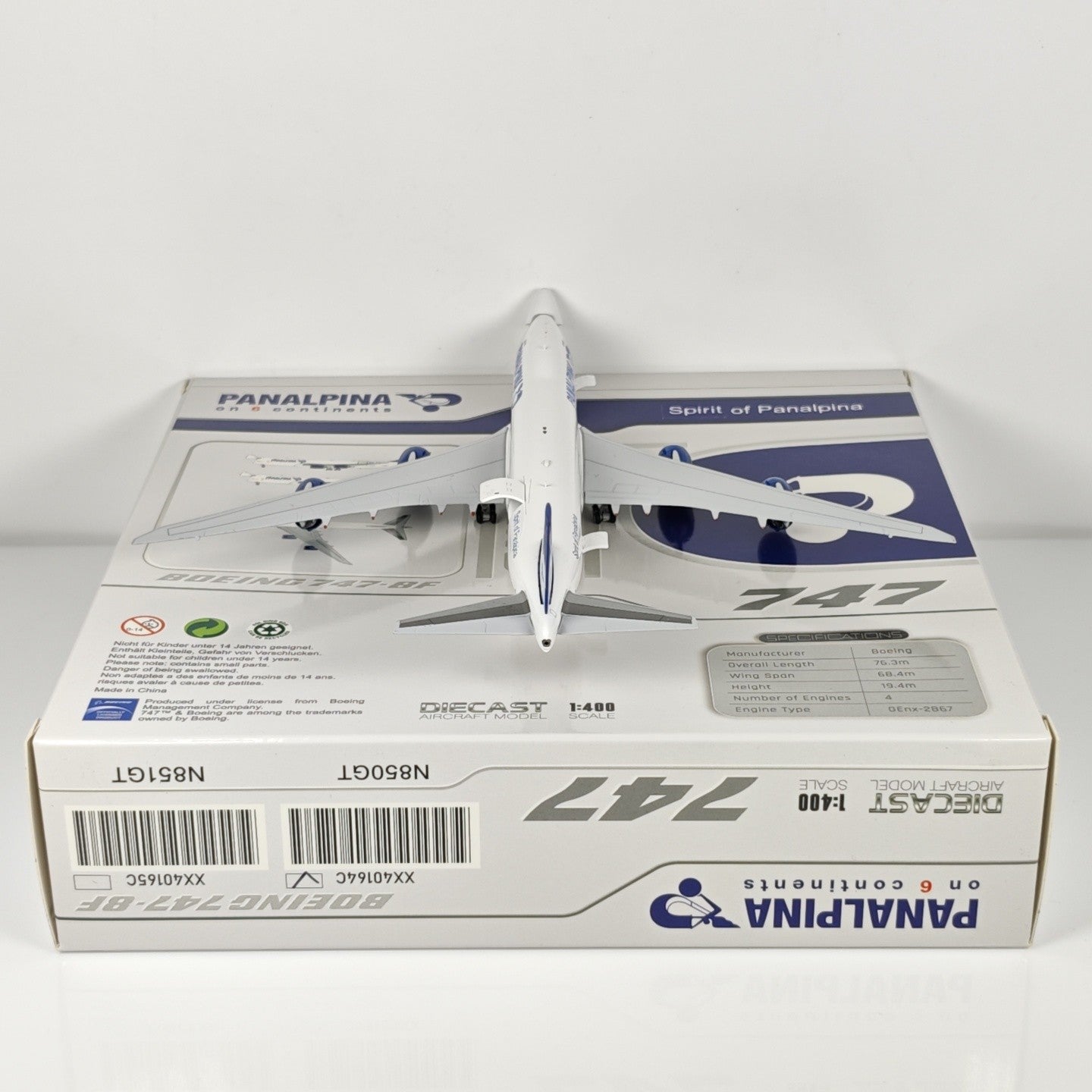 1:400 JC Wings Panalpina Boeing 747-8F Passenger Airplane Diecast Plane Model