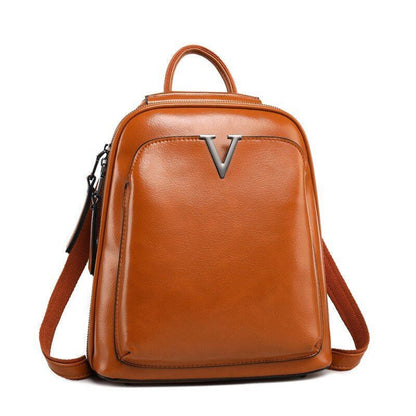 Oil Wax Genuine Leather Backpack Crossbody Shoulder Bags Cowhide School Daypack