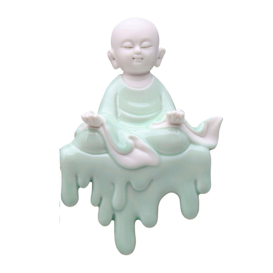 Little Monk Ceramic Tea Pet 16cm 6.4in Tea Table Buddha Statue Tea Ceremony