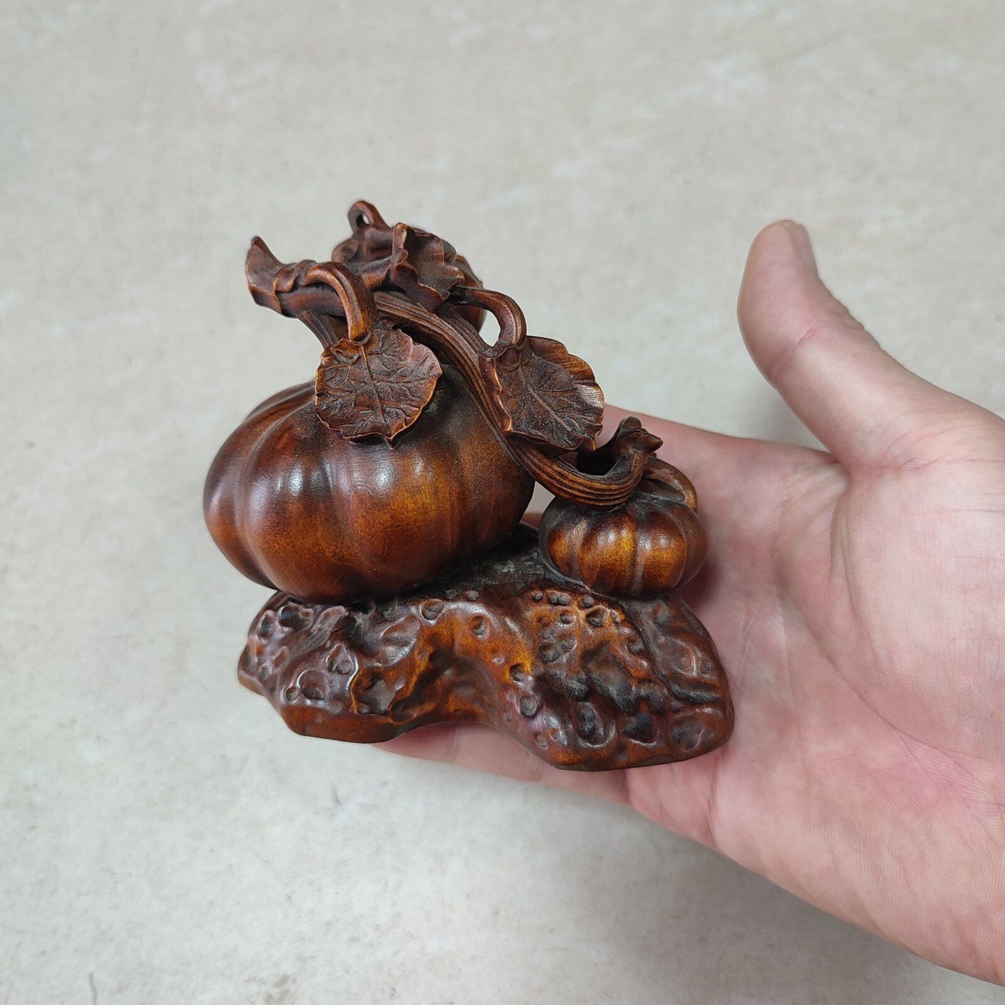 Asian wood carving Wooden Brown interior Home decoration pumpkin on Thanksgiving