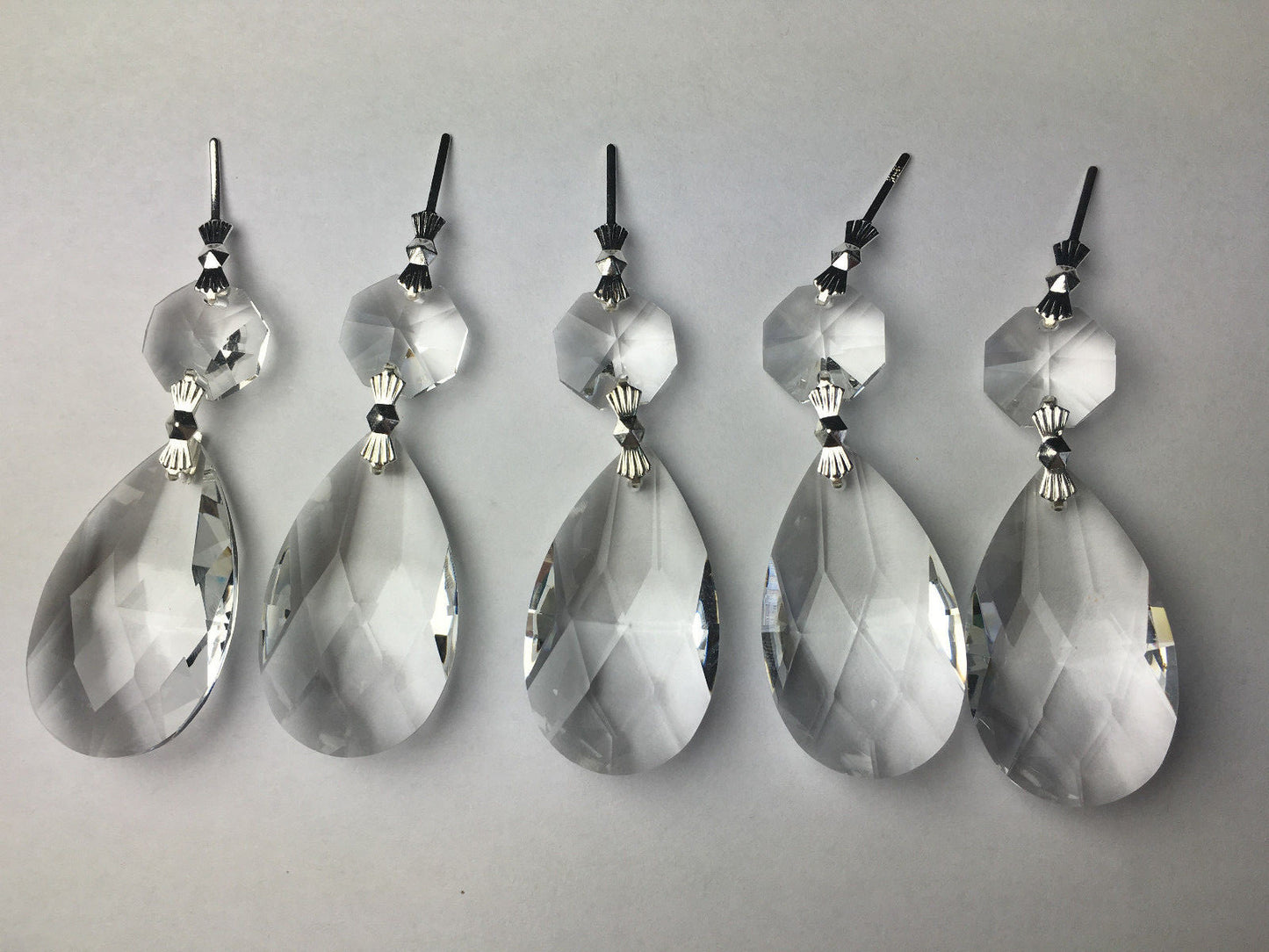 10Pcs Clear Crystal Teardrop Chandelier Prisms Pendant 38mm Lamp Lighting Part