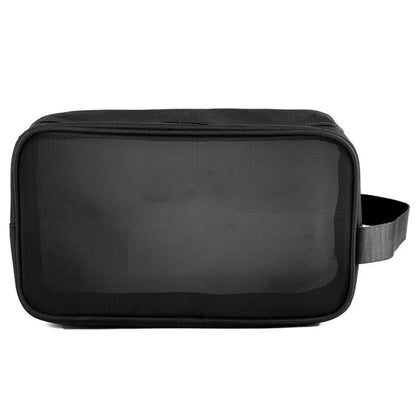 Black Nylon Mesh Toiletry Pouch Large Cosmetic Bags Makeup Organizer Traveling
