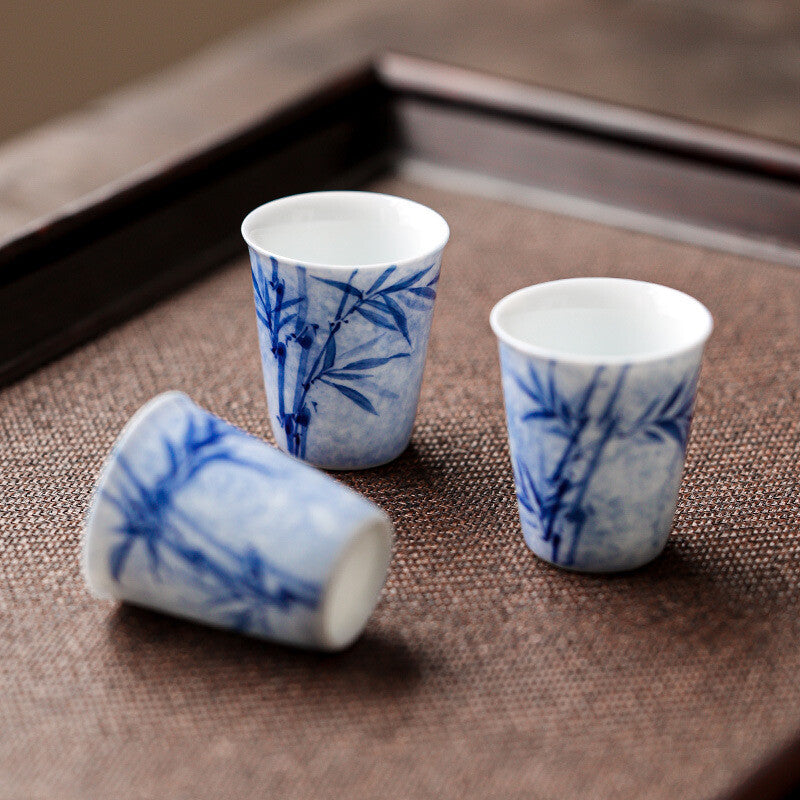 20ml Full Hand Painted Tea Cup Chinese Kungfu Cup Porcelain Cup Bamboo Print New