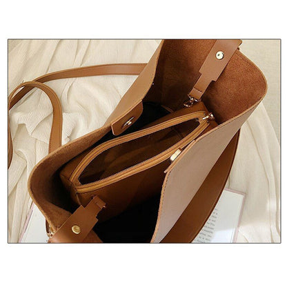 Casual Wide Strap Bucket Bag Shoulder Crossbody Bag Large Purse Messenger Bags