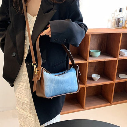 Denim Shoulder Bags Contrast Color Underarm Hobo Bag Crossbody Purses Handbags