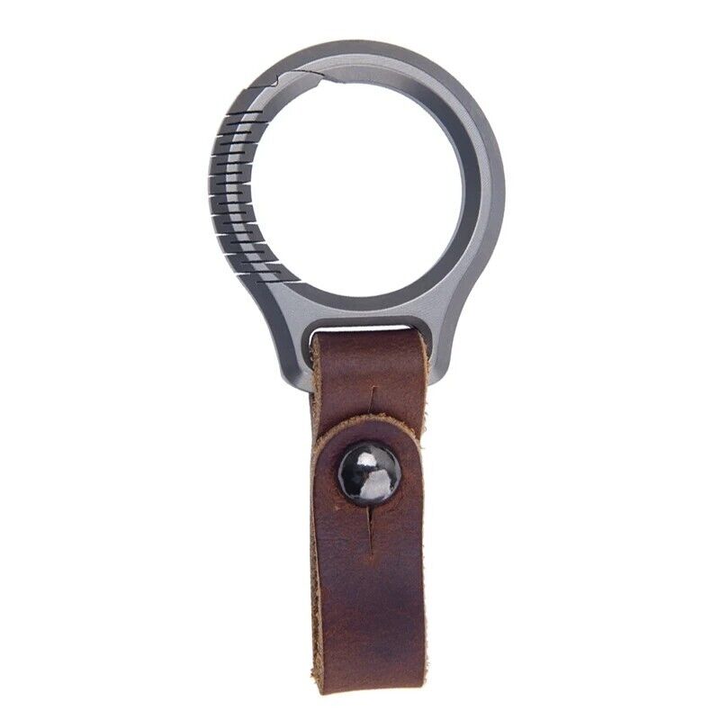 Car Keychain Titanium Alloy Cowhide Strap Pendant Keyring EDC Tool Men Gift Item