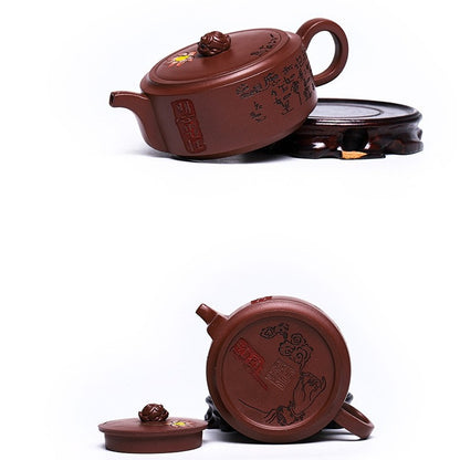 handpainted lotus flower real yixing zisha tea pot with certificate paper China