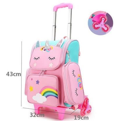 School Bags Backpack girls Trolley Bag Wheels Student Kids Backpack Bag