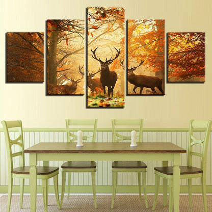 HD 5 collage red maple forest elk decorative painting oil painting