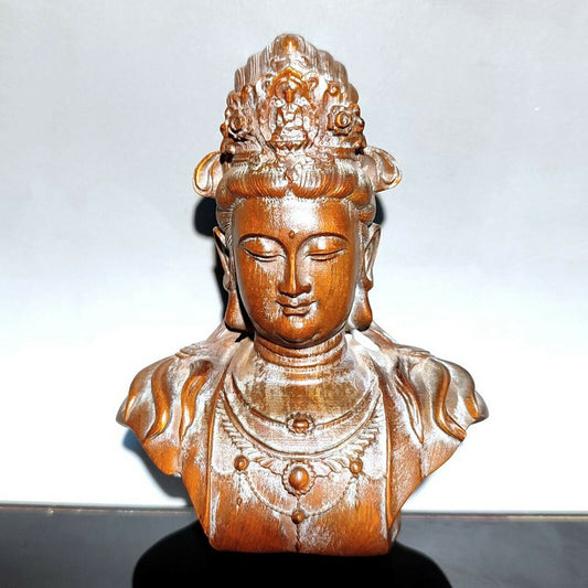 Guan yin buddha boxwood wooden carving figure kuan yin statue figure gift