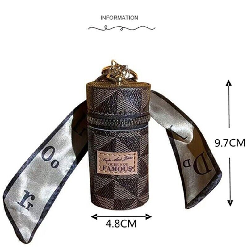 Leather Mini Pendant Storage Bucket Lipstick Bag Charm Keychain Handbag Backpack