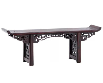11.2"in Rosewood Display Stand Mini Rack Shelf Vase Bonsai Statue Base Decor