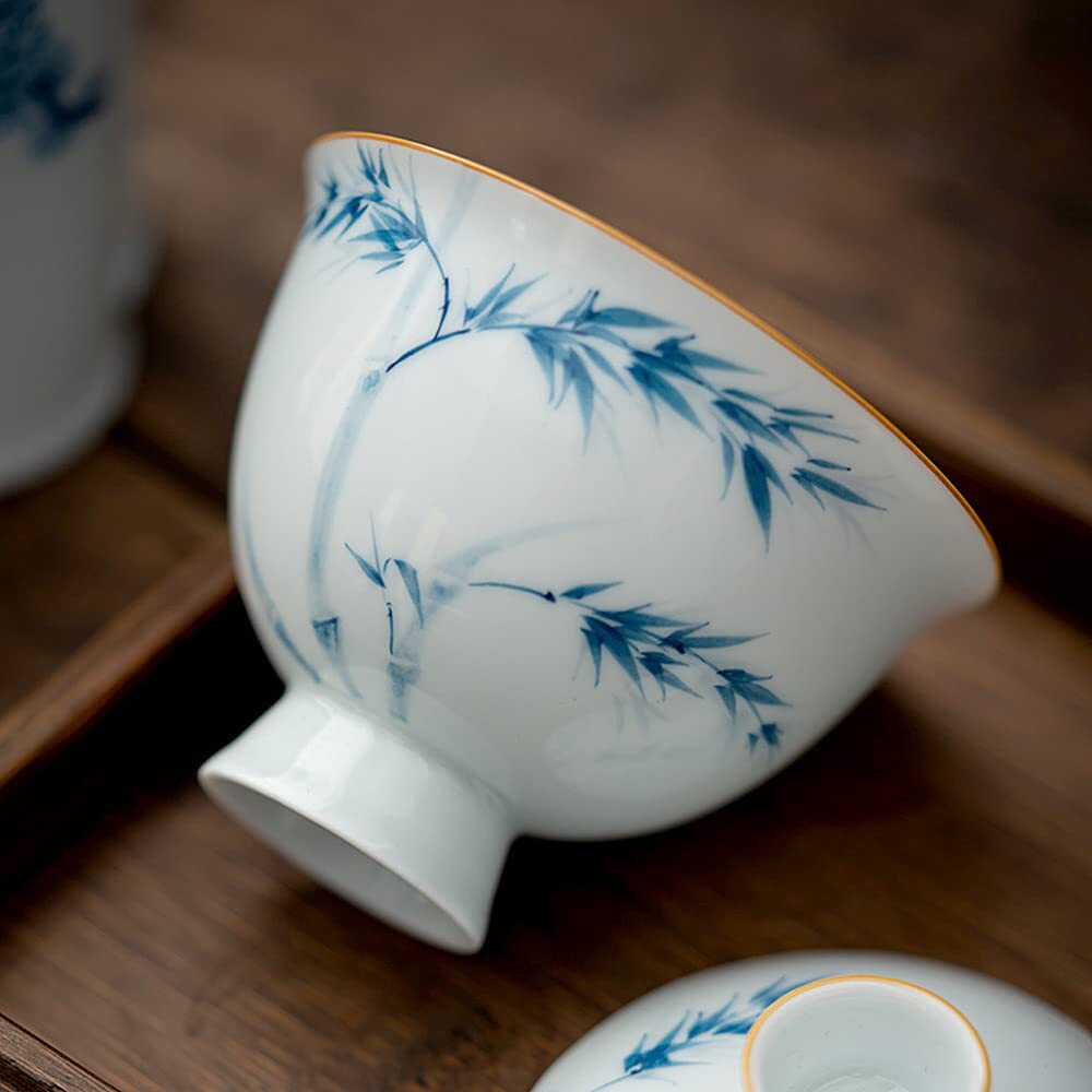 130ml Handmade Pattern Gaiwan Bowl Teacup Household Ceramic Kungfu Tea Set