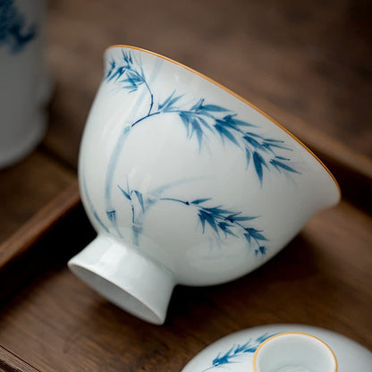 130ml Handmade Pattern Gaiwan Bowl Teacup Household Ceramic Kungfu Tea Set