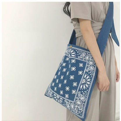 Wide Strap Slouch Bag Messenger Pouch Teenager Gypsy Fabric Handbag 36*36 CM 1PC