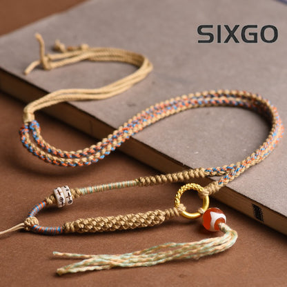 Tibetan style Hand-woven Necklace rope Amulet Thangka Pendant Accessories