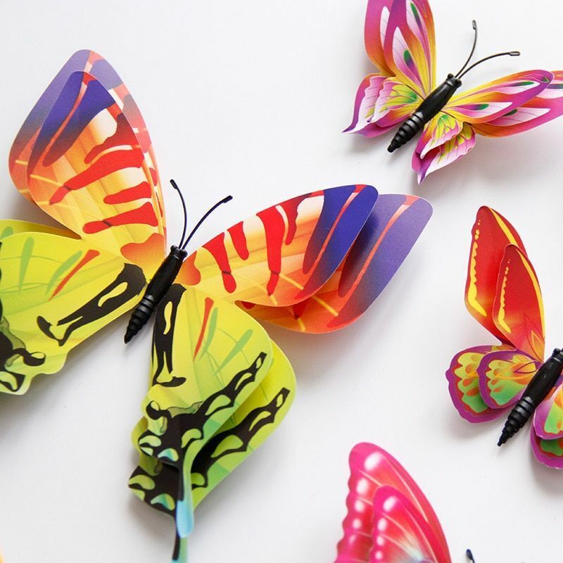 Wall Sticker 3D Double Layer Butterfly Home Decoration Decal Party Fridge Magnet