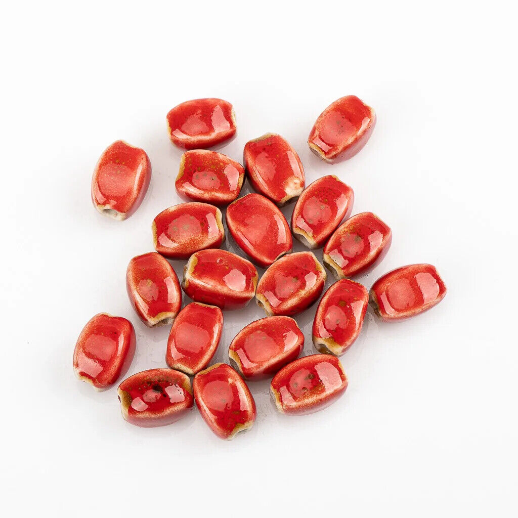 Craft Beads 20Pcs Ceramic Colorful Glaze Unique Shape Jewelry Making Kit 13x10mm
